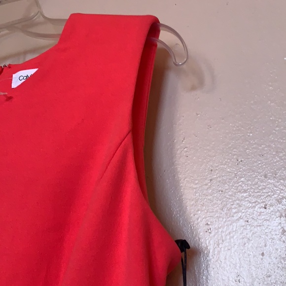 NEW CALVIN KLEIN SZ 6 DRESS FIT & FLARE COCKTAIL CORAL PEACH GOLDEN SEQUIN - Picture 10 of 16